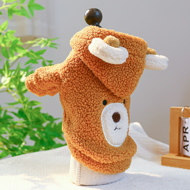 KFX-3932477 Cozy Lambswool Round Bear Hoodie for Pets in Multiple Sizes