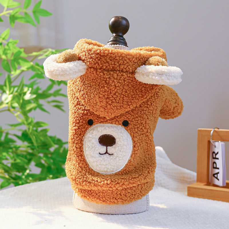 KFX-3932477 Cozy Lambswool Round Bear Hoodie for Pets in Multiple Sizes