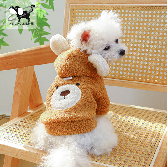 KFX-3932477 Cozy Lambswool Round Bear Hoodie for Pets in Multiple Sizes