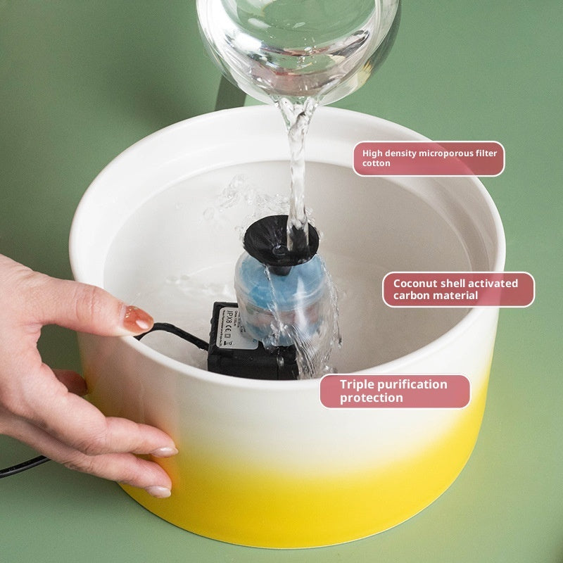 KFX-3933245 Ceramic Electric Cat Water Dispenser Fountain in Various Sizes and Colors