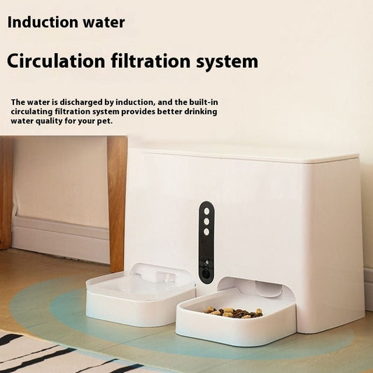 KFX-3933373 Automatic Pet Feeder and Water Dispenser for Dogs and Cats - White