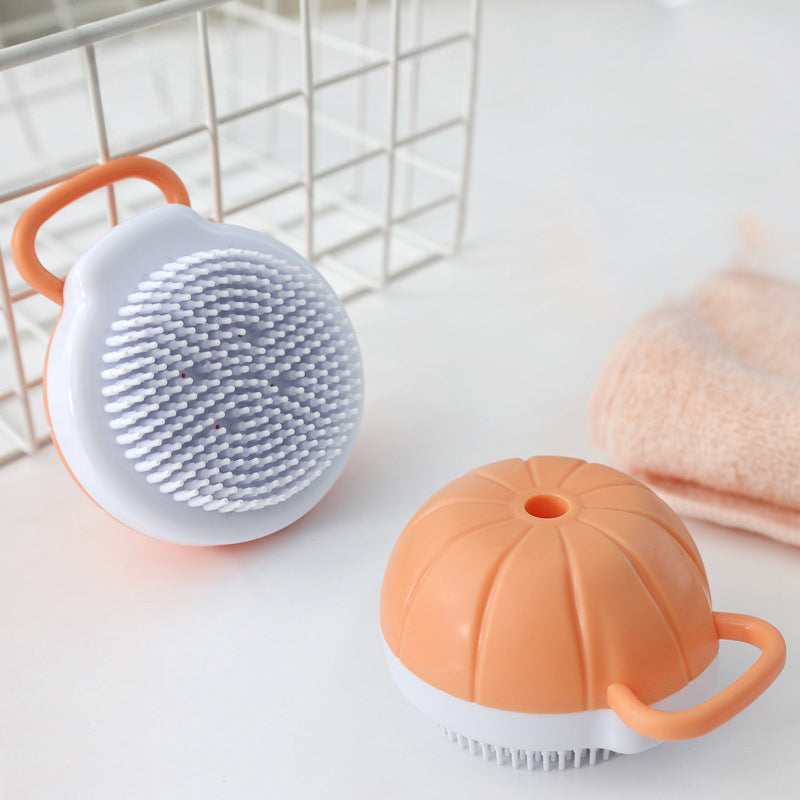 KFX-3935037 Silicone Dog Bath Brush with Shampoo Dispenser and Massage Bristles for Effective Pet Grooming