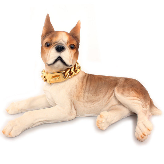 KFX-3935165 Titanium Steel Dog Chain Collar with Polished Finish and Vacuum Plating