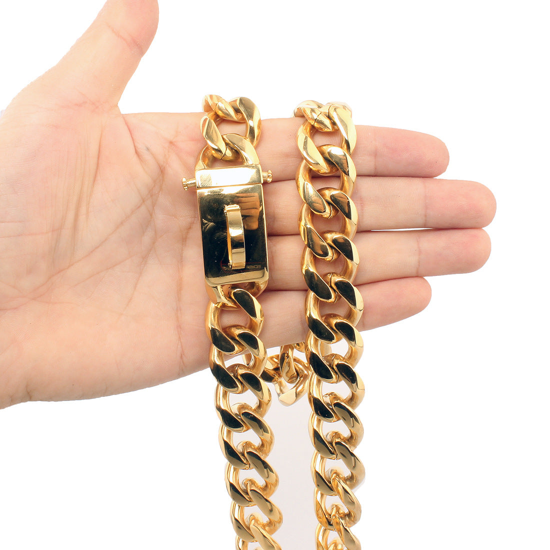 KFX-3935165 Titanium Steel Dog Chain Collar with Polished Finish and Vacuum Plating
