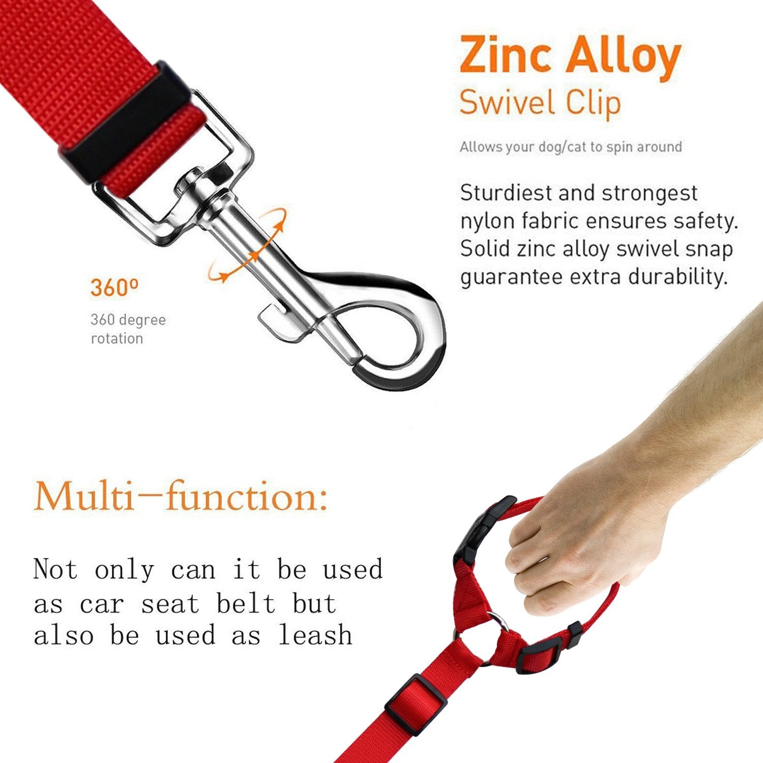 KFX-3936957 Adjustable Nylon Pet Safety Leash for Secure Traction and Control