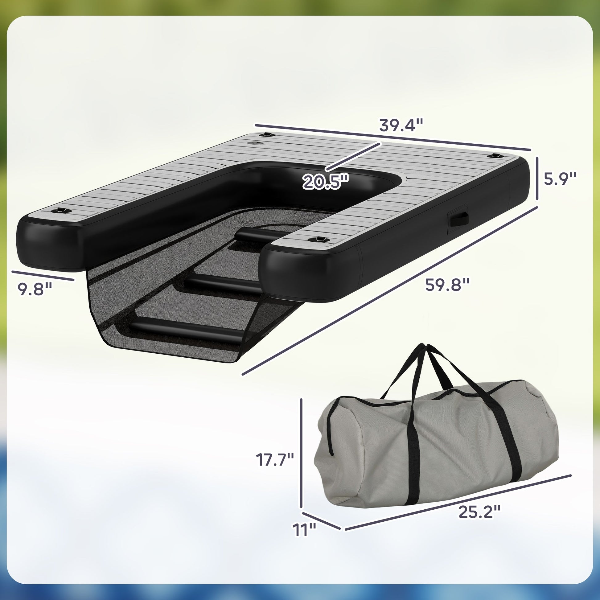 KFX-3938621 Inflatable Dog Boat Ramp for Easy Water Access, 286 lbs Capacity, Non-Slip Platform and Manual Pump Included