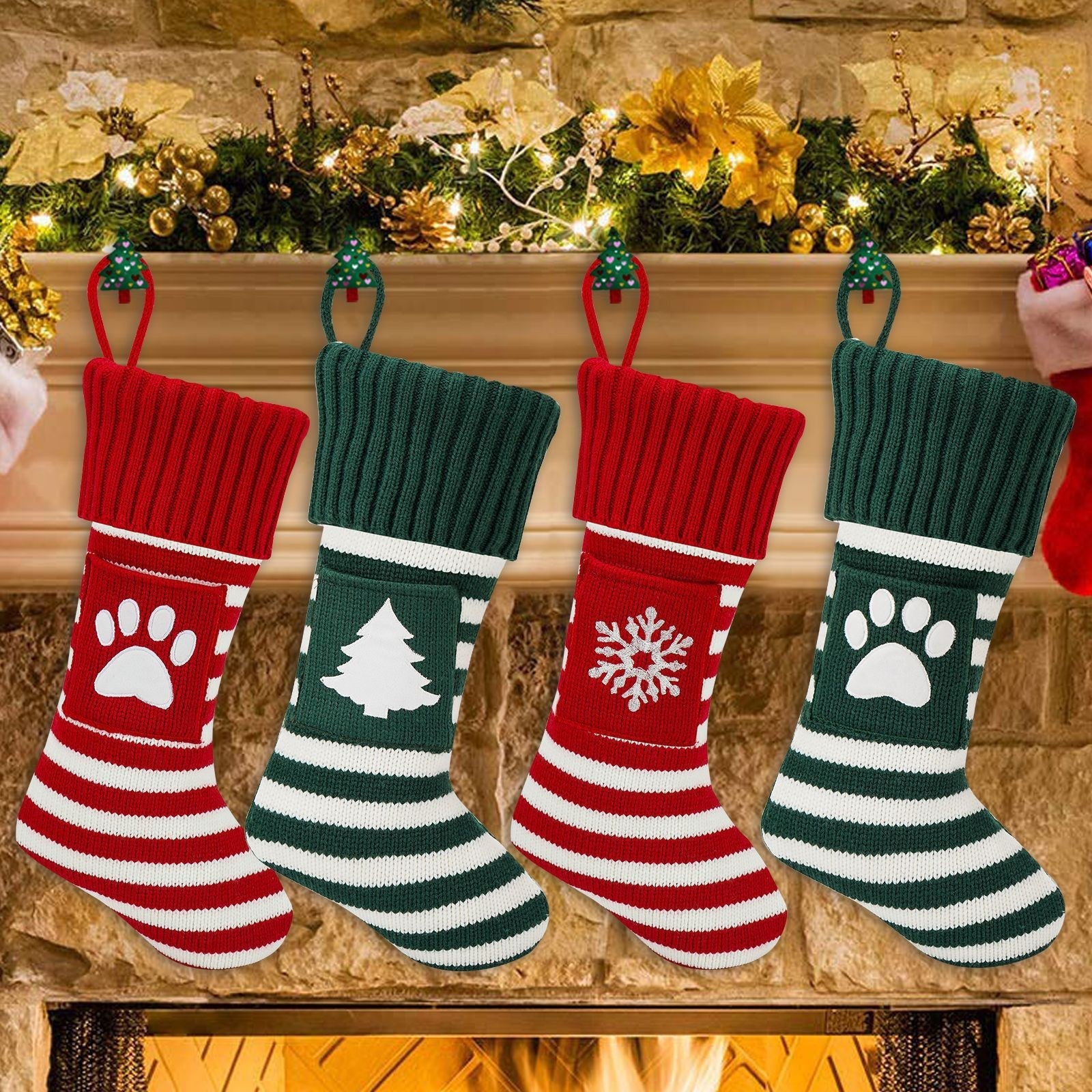 KFX-3939773 Christmas Pet Socks Gift Set - Knitted Holiday Designs for Cats and Dogs