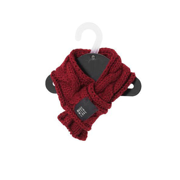 KFX-3940541 Wool Pet Scarf for Small Dogs and Cats - Warm and Stylish in Green and Red