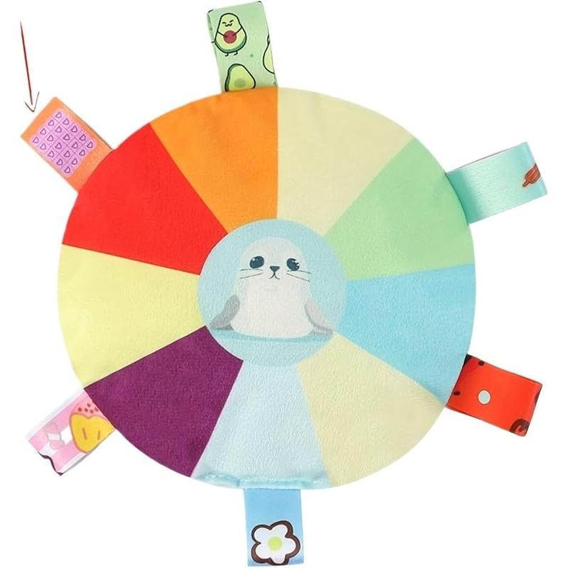 KFX-3942589 Interactive Plush Dog Flying Disc Toy with Chew Resistance and Bells, Washable Tug-of-War Design