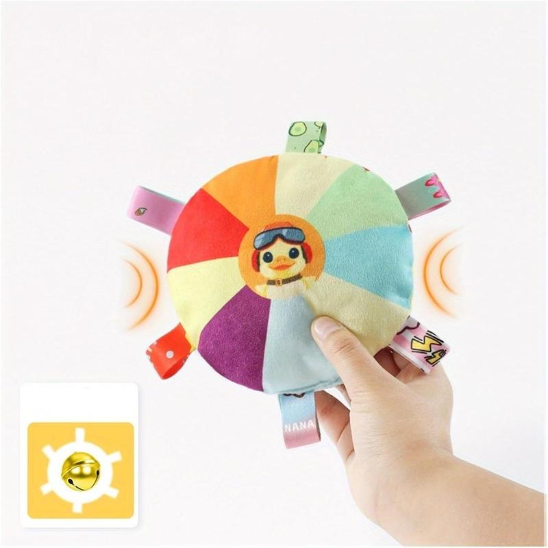KFX-3942589 Interactive Plush Dog Flying Disc Toy with Chew Resistance and Bells, Washable Tug-of-War Design