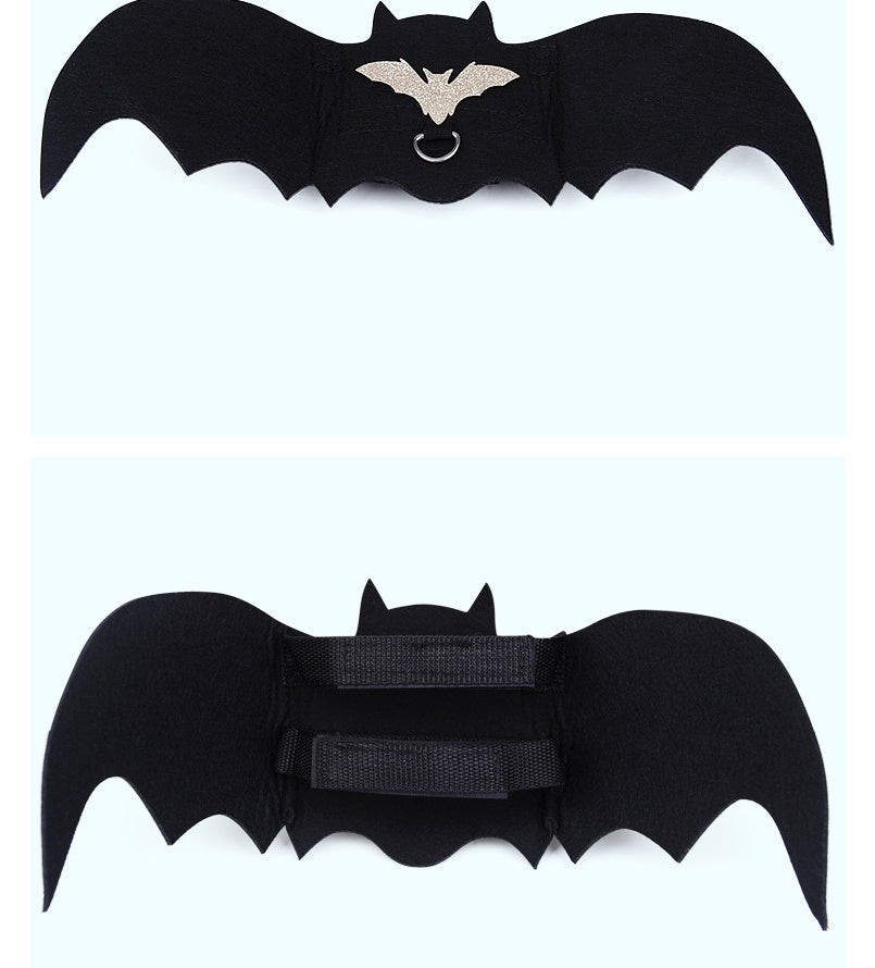 KFX-3942717 Halloween Pet Bat Wings Costume for Dogs and Cats - Durable Black Polyester Fiber and Felt Fabric
