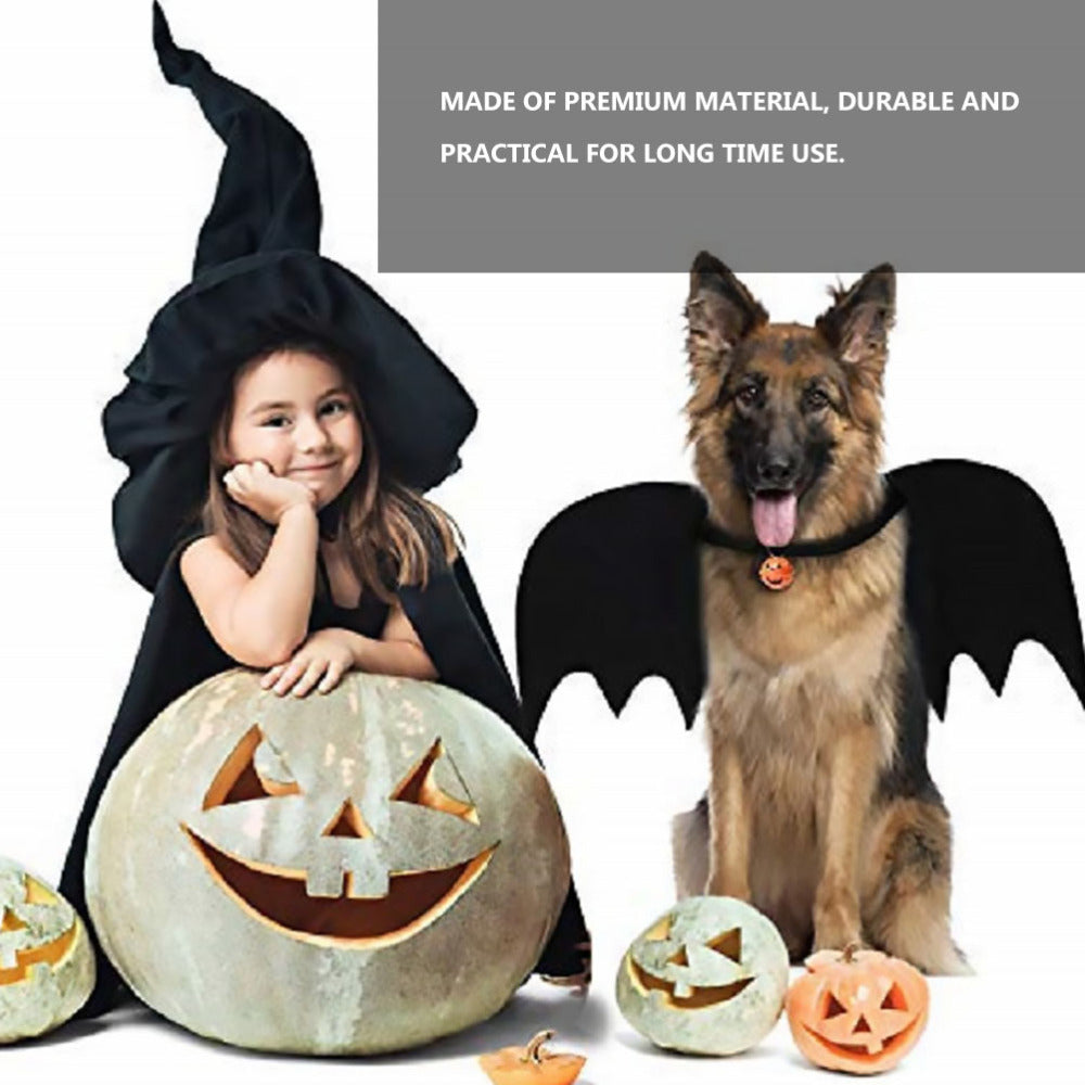 KFX-3942717 Halloween Pet Bat Wings Costume for Dogs and Cats - Durable Black Polyester Fiber and Felt Fabric