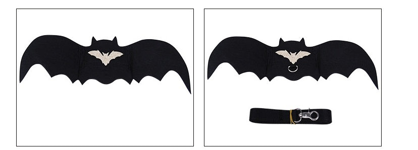 KFX-3942717 Halloween Pet Bat Wings Costume for Dogs and Cats - Durable Black Polyester Fiber and Felt Fabric