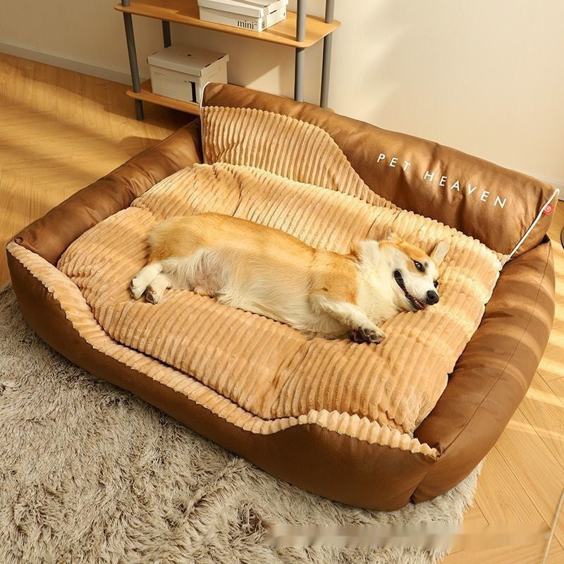 KFX-3944381 Cozy Deep Sleep Pet Bed for Medium and Large Dogs, Warm Brown Kennel Mat