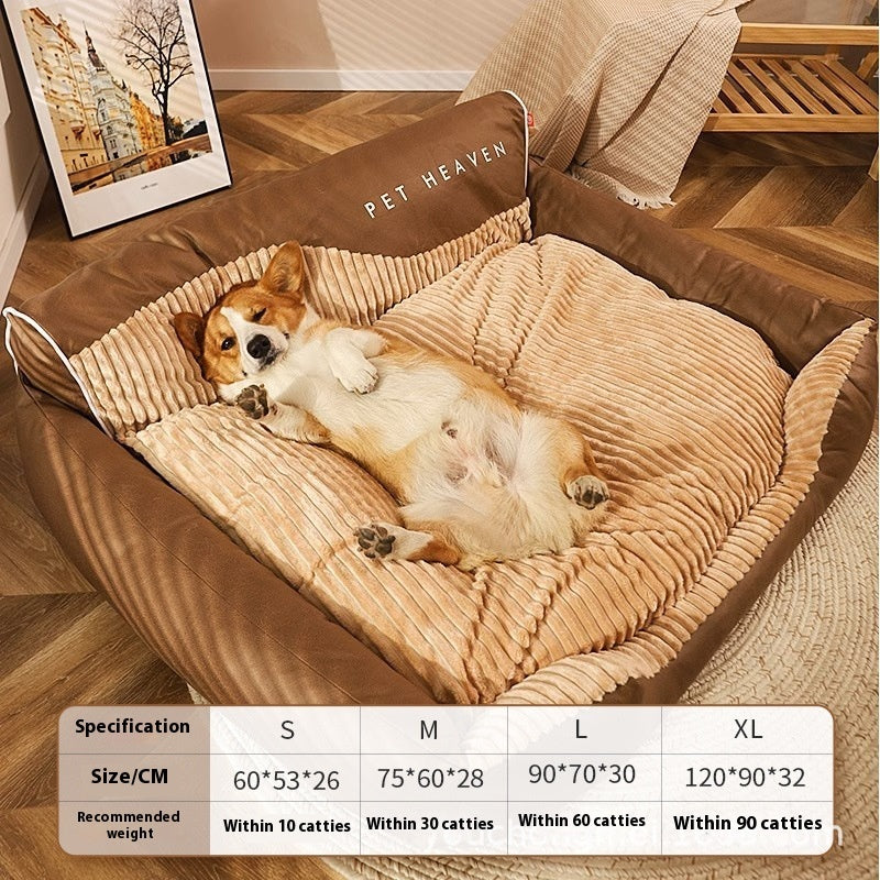 KFX-3944381 Cozy Deep Sleep Pet Bed for Medium and Large Dogs, Warm Brown Kennel Mat