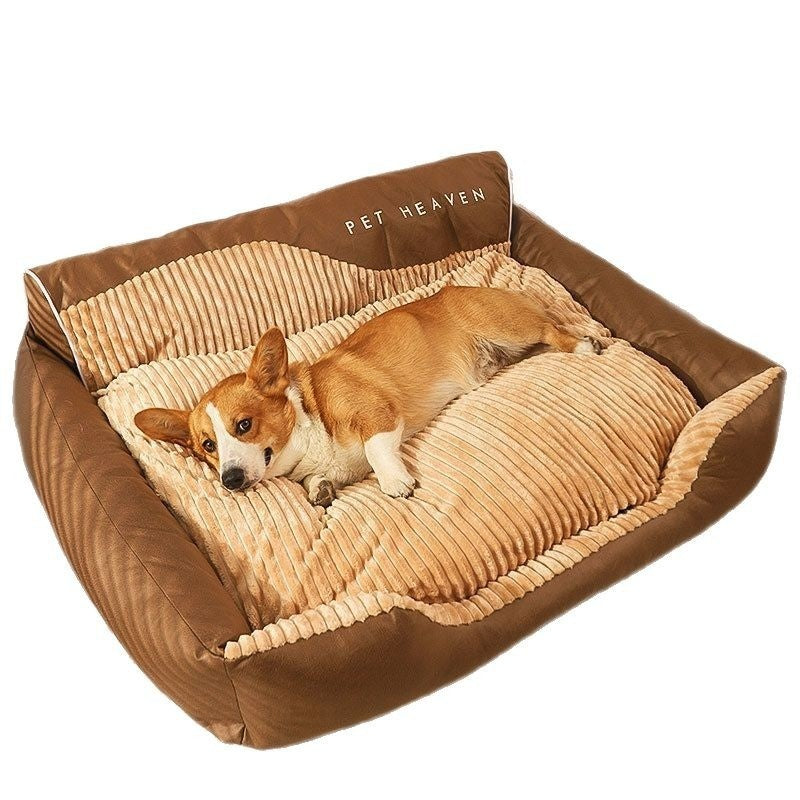 KFX-3944381 Cozy Deep Sleep Pet Bed for Medium and Large Dogs, Warm Brown Kennel Mat