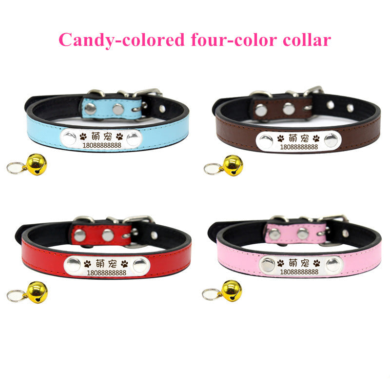 KFX-3944765 Customizable Anti-Lost Silicone Dog and Cat Collars in Pink, Red, Blue, and Brown