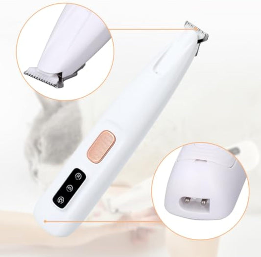 KFX-3946173 Electric Dog Paw Trimmer with LED Light - Rechargeable Low Noise Pet Hair Clipper
