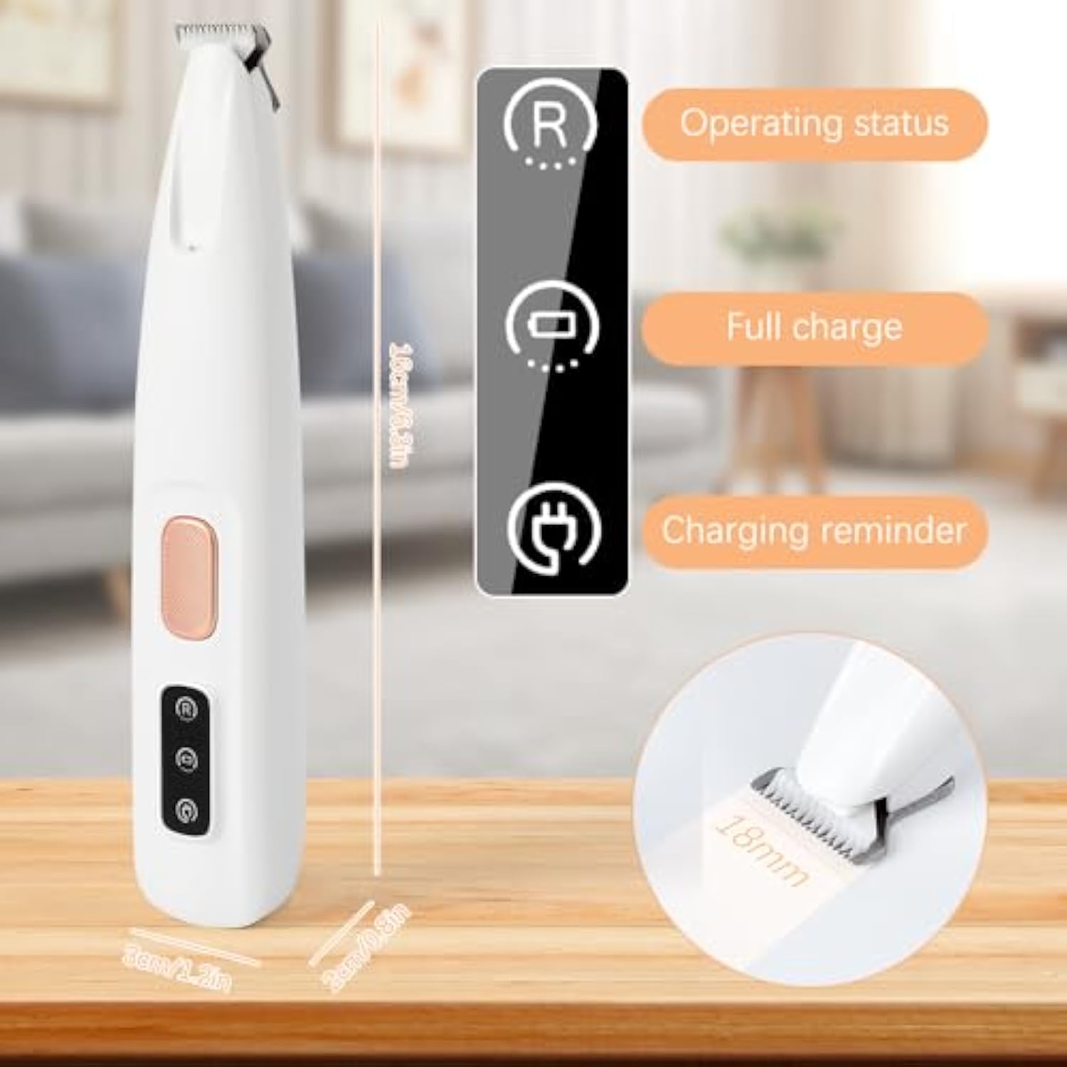 KFX-3946173 Electric Dog Paw Trimmer with LED Light - Rechargeable Low Noise Pet Hair Clipper