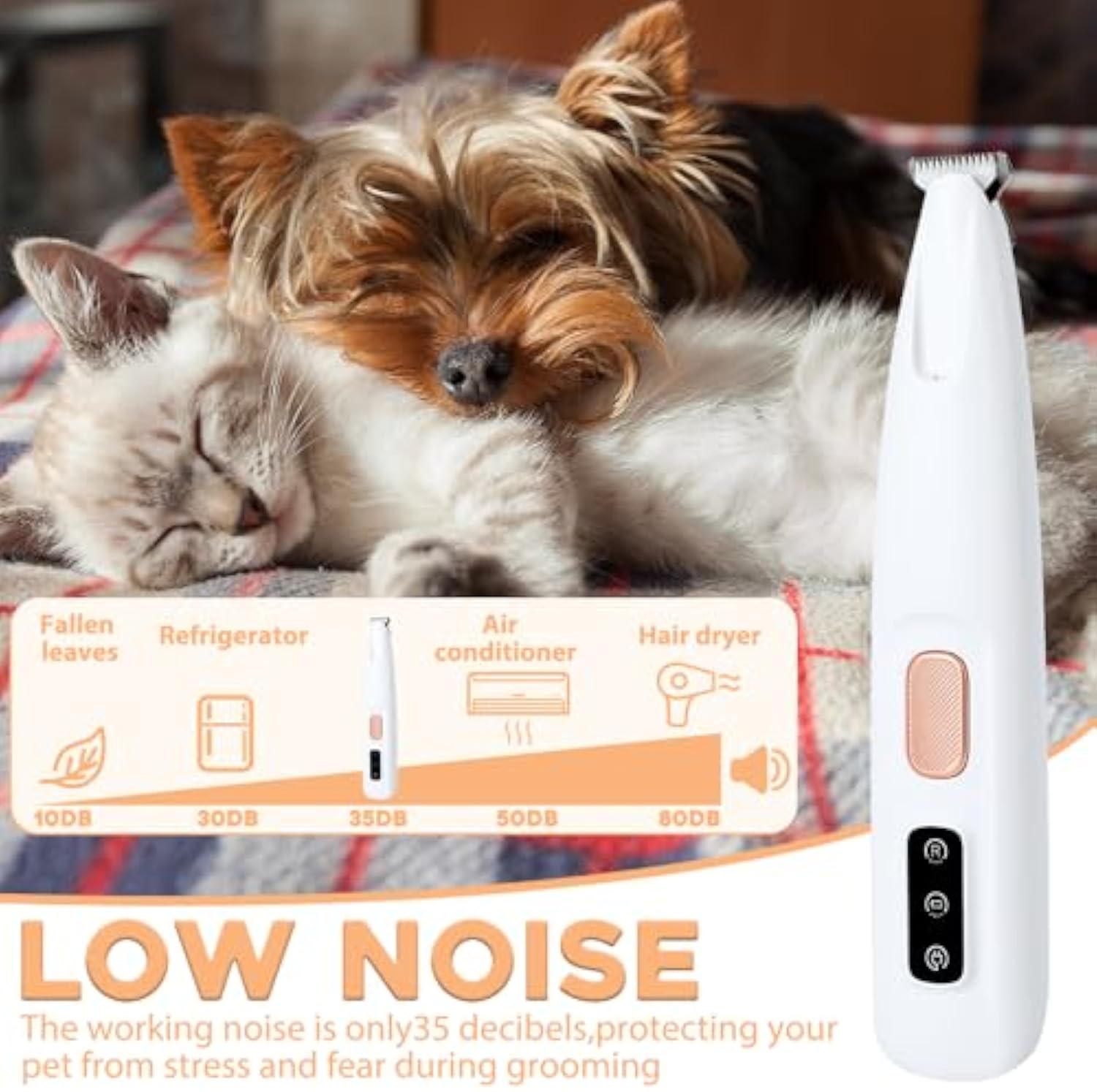 KFX-3946173 Electric Dog Paw Trimmer with LED Light - Rechargeable Low Noise Pet Hair Clipper