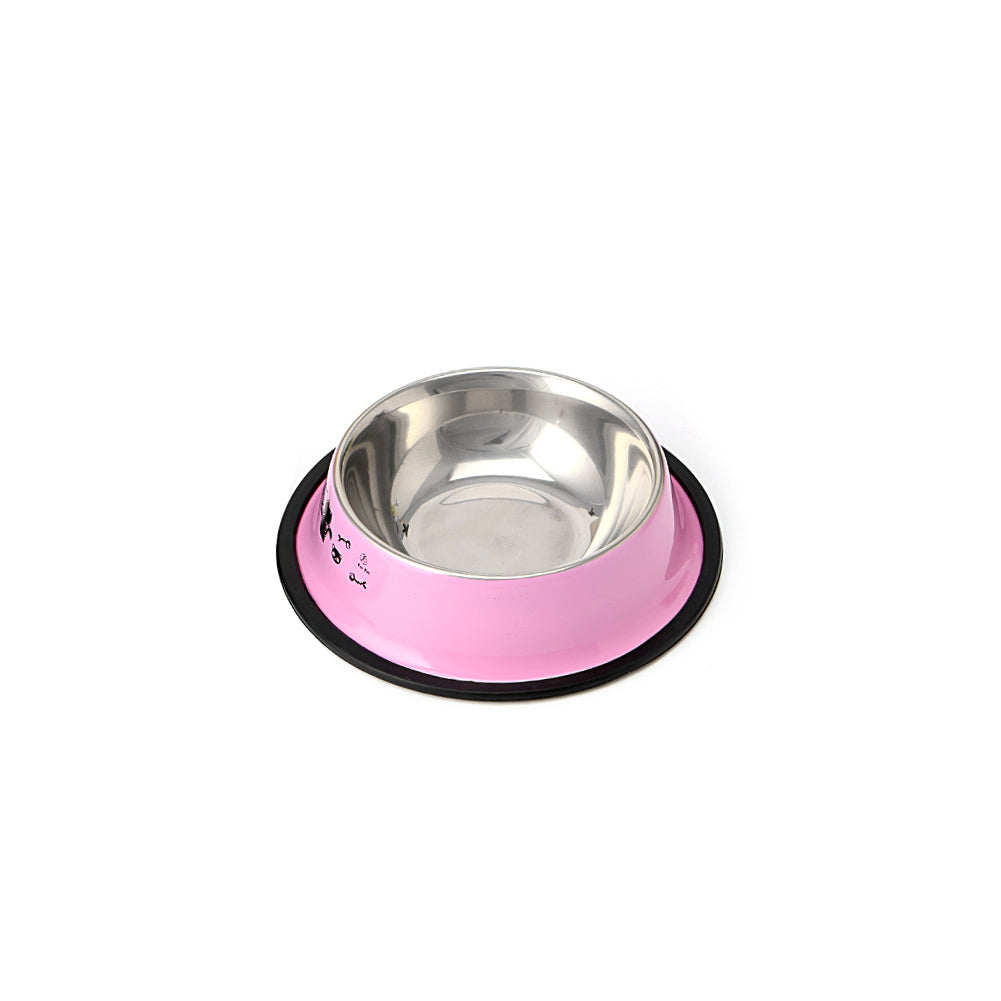 KFX-3948861 Non-Slip Stainless Steel Dog and Cat Food Bowl with Cartoon Printing - Various Sizes and Colors Available