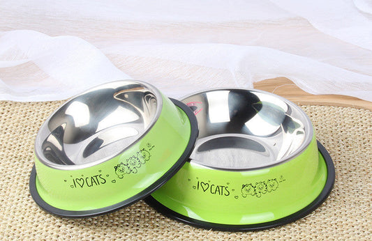 KFX-3948861 Non-Slip Stainless Steel Dog and Cat Food Bowl with Cartoon Printing - Various Sizes and Colors Available