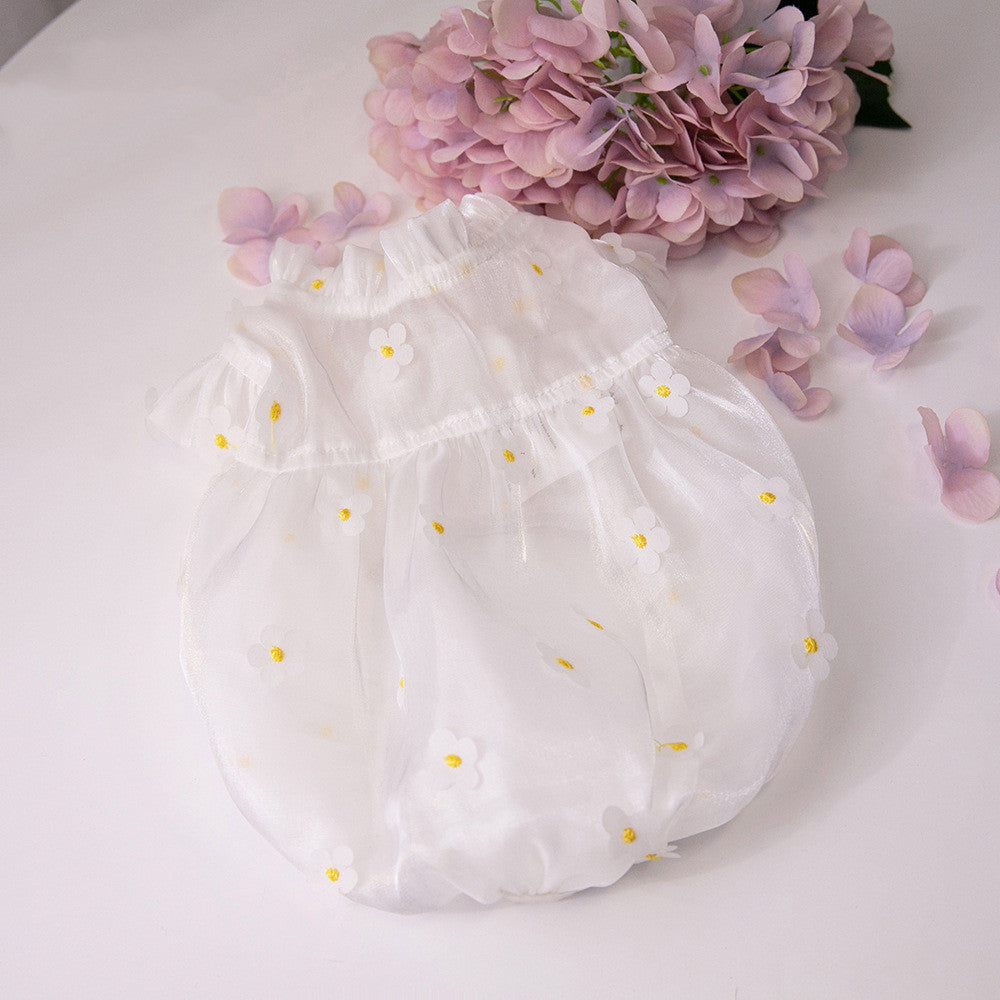 KFX-3949245 Three-Dimensional Flower Gauze Skirt for Dogs in White and Purple - Sizes 3XS to 3XL