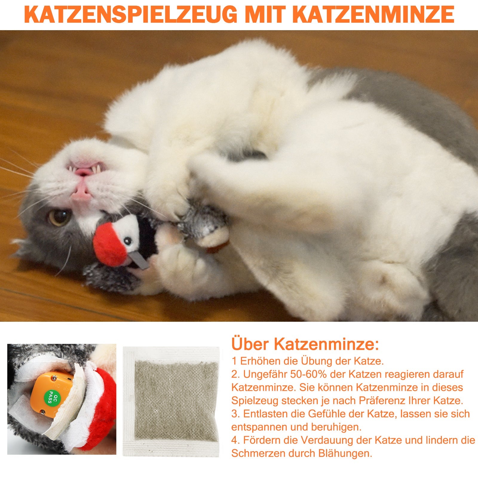 KFX-3949501 Interactive Rechargeable Cat Toy with Motion and Catnip for Self-Entertainment