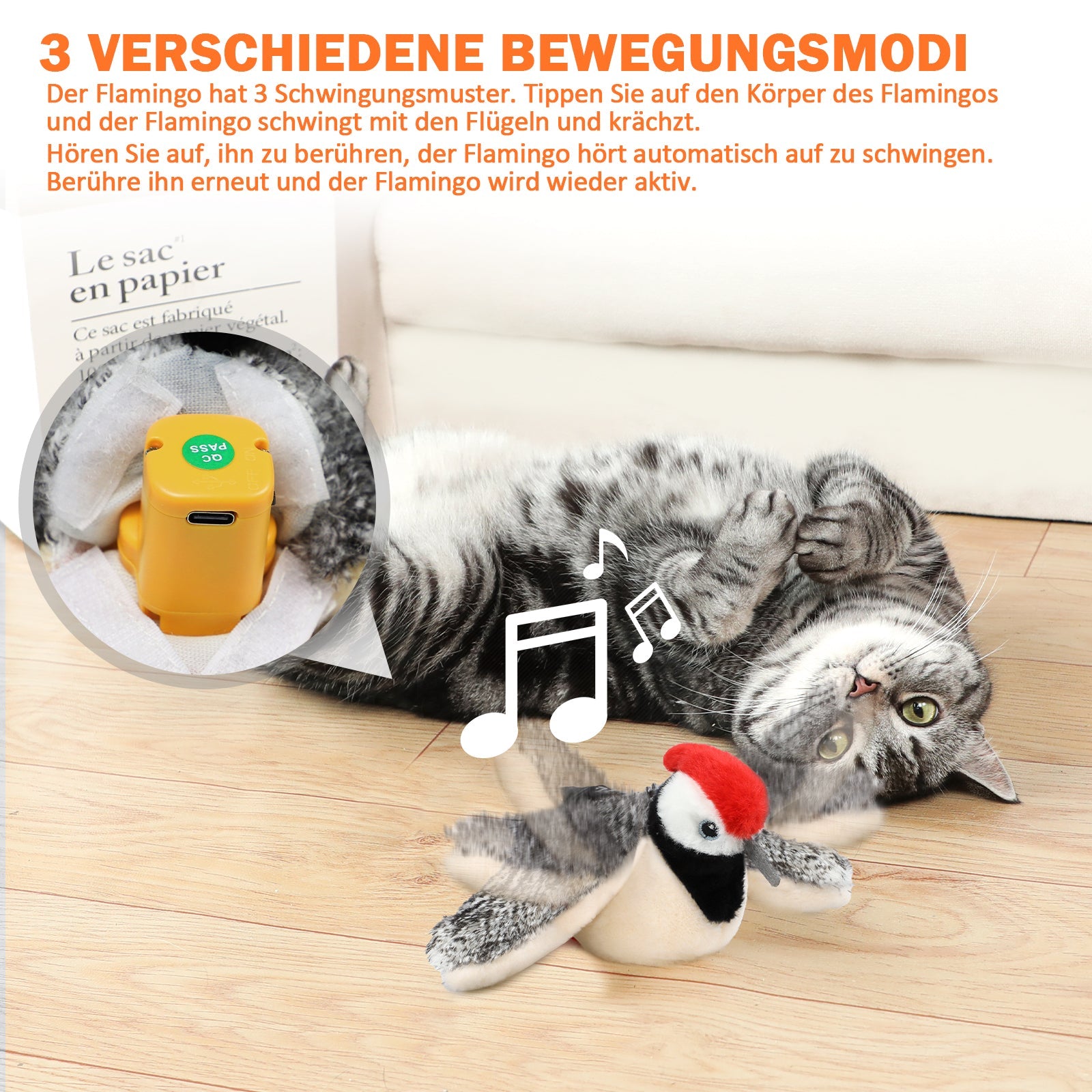 KFX-3949501 Interactive Rechargeable Cat Toy with Motion and Catnip for Self-Entertainment