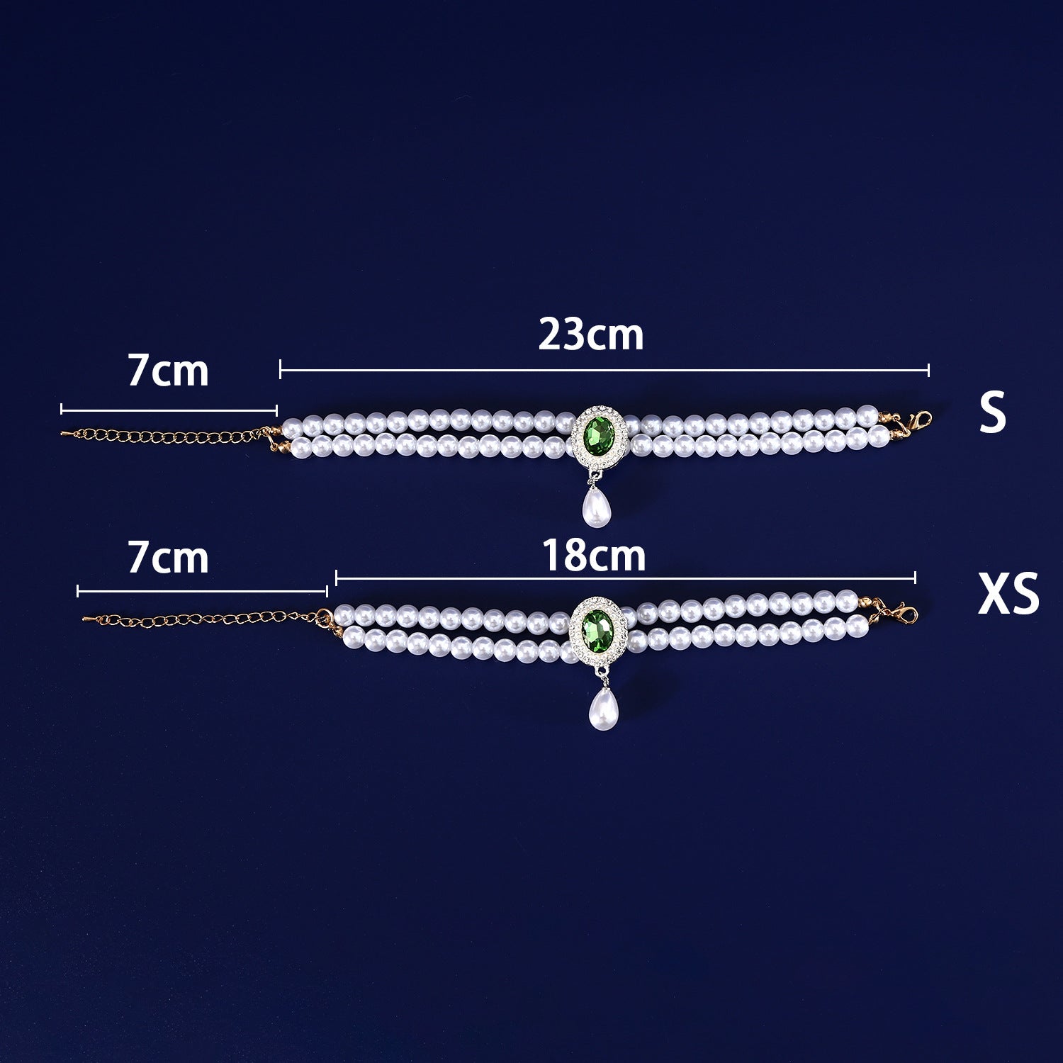 KFX-3950653 Double-layer Pearl Gem Pendant Necklace for Maltese Puppies, Princess Style Collar