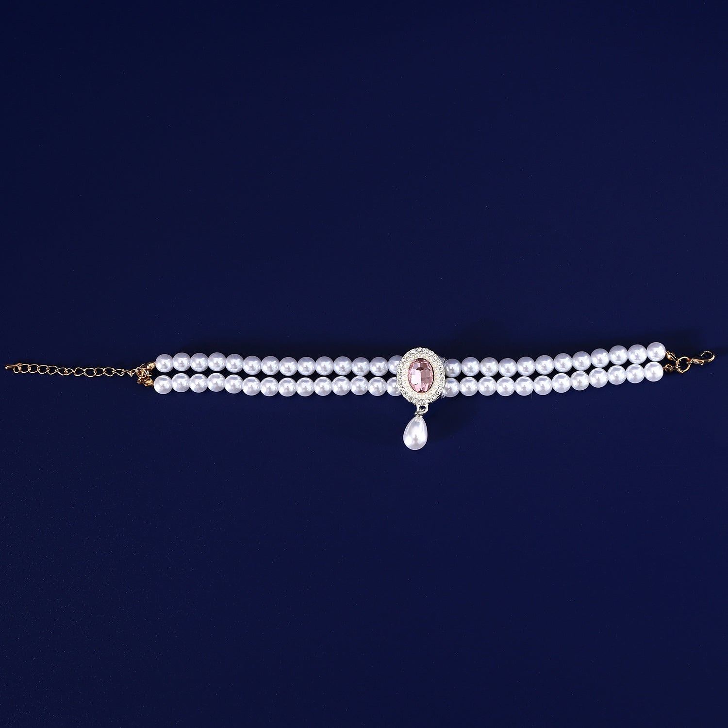 KFX-3950653 Double-layer Pearl Gem Pendant Necklace for Maltese Puppies, Princess Style Collar