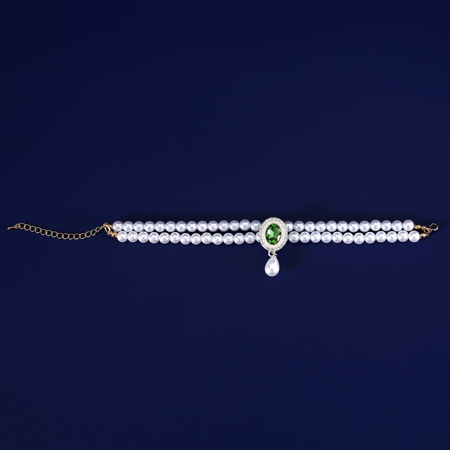 KFX-3950653 Double-layer Pearl Gem Pendant Necklace for Maltese Puppies, Princess Style Collar