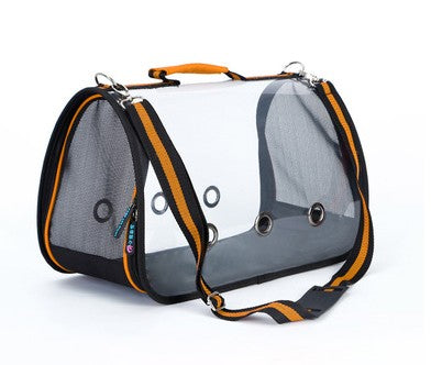 KFX-3950909 Transparent Portable Messenger Bag for Pets - Acrylic Material, Available in Red, Green, and Orange, Sizes S to L