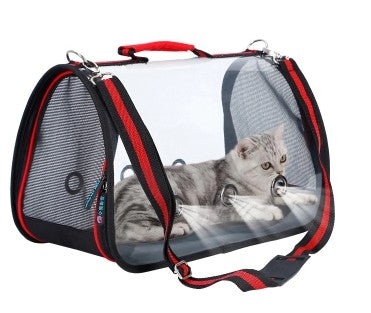 KFX-3950909 Transparent Portable Messenger Bag for Pets - Acrylic Material, Available in Red, Green, and Orange, Sizes S to L