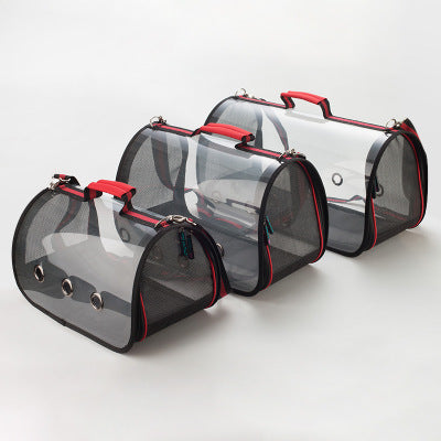 KFX-3950909 Transparent Portable Messenger Bag for Pets - Acrylic Material, Available in Red, Green, and Orange, Sizes S to L