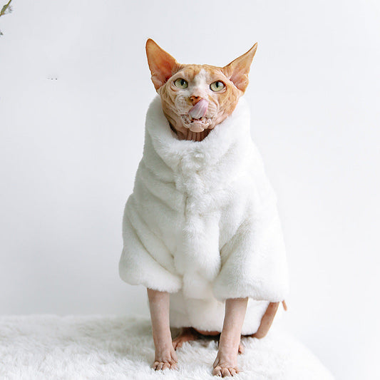 KFX-3952829 Cozy Velvet Cat Apparel for Autumn and Winter – Light Gray, White, Pink Options