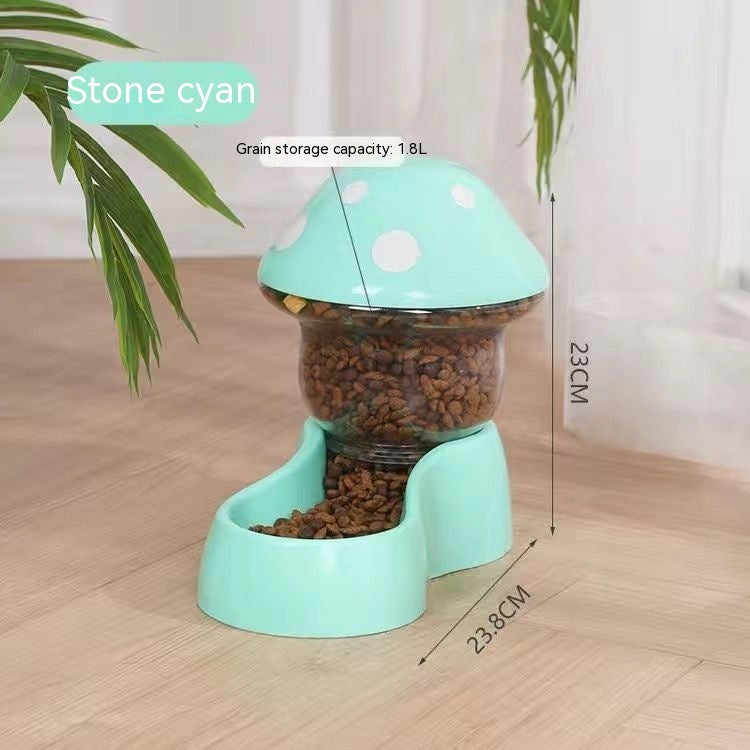 KFX-3954621 Mushroom Shaped Automatic Pet Feeder & Water Bowl for Cats and Dogs, 1.8L Grain, 500ML Water