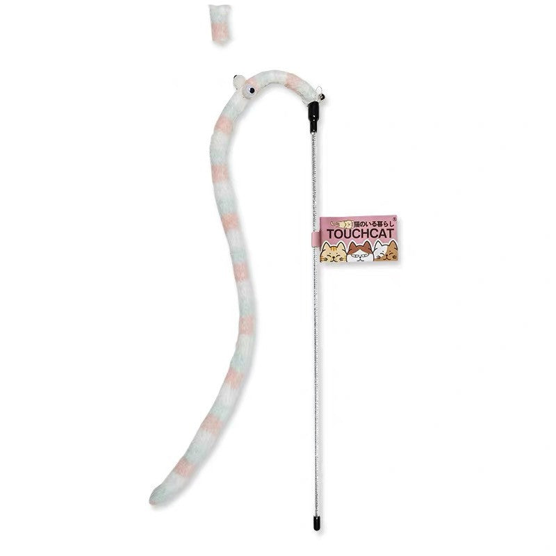 KFX-3955261 Cat Feather Teaser Stick with Colorful Stripes and Patterns for Playful Kittens