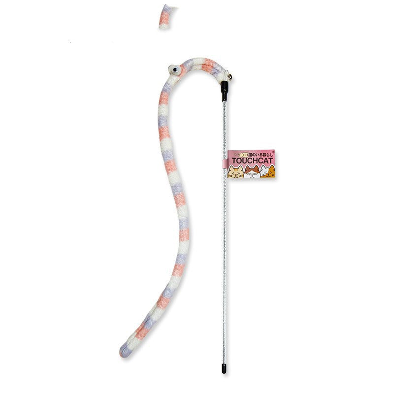 KFX-3955261 Cat Feather Teaser Stick with Colorful Stripes and Patterns for Playful Kittens