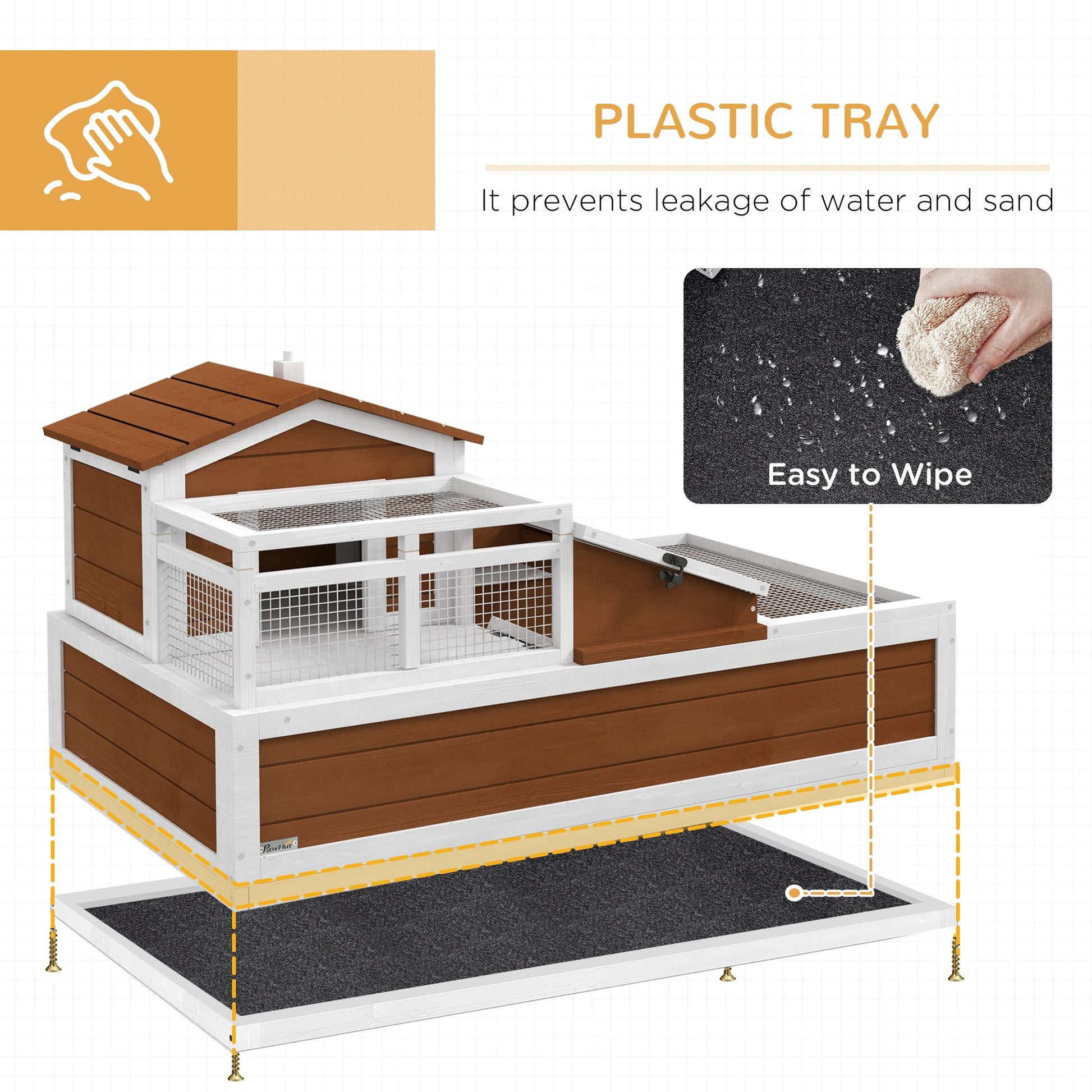 KFX-3958077 Three-Story Tortoise Habitat with Balcony, 44" x 25.5" x 25", Coffee Finish