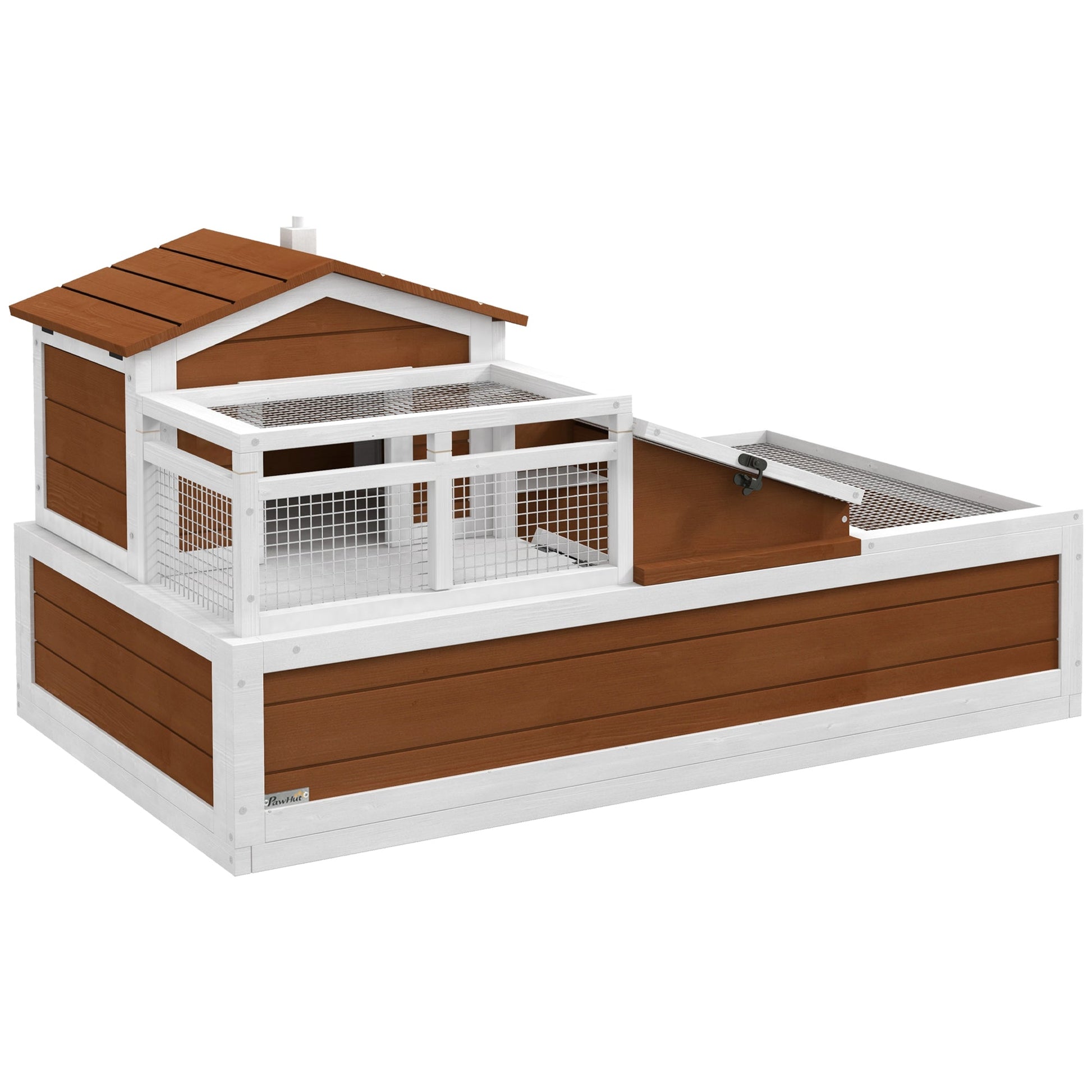 KFX-3958077 Three-Story Tortoise Habitat with Balcony, 44" x 25.5" x 25", Coffee Finish