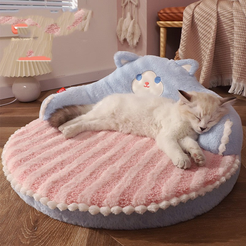 KFX-3958461 Cozy Bear-Shaped Cat Nest Pet Bed for All Seasons, High Back Design