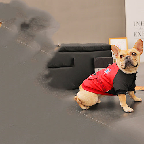 KFX-3958845 Casual Cotton-Padded Clothing for Medium Size Corgis in Military Green, Military Red, and Blue White