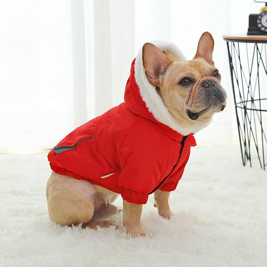 KFX-3958845 Casual Cotton-Padded Clothing for Medium Size Corgis in Military Green, Military Red, and Blue White