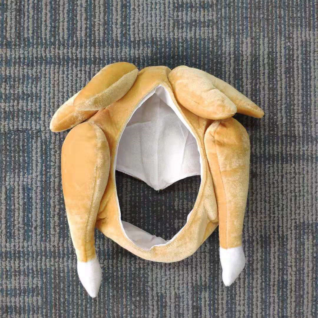 KFX-3959229 Full Face Plush Turkey Hat for Thanksgiving Costume Dress-Up Party