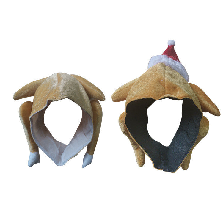 KFX-3959229 Full Face Plush Turkey Hat for Thanksgiving Costume Dress-Up Party