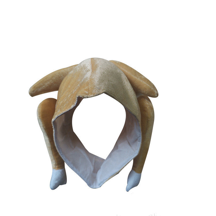 KFX-3959229 Full Face Plush Turkey Hat for Thanksgiving Costume Dress-Up Party