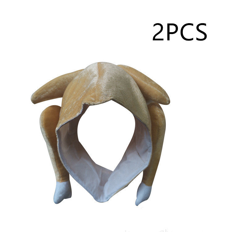 KFX-3959229 Full Face Plush Turkey Hat for Thanksgiving Costume Dress-Up Party