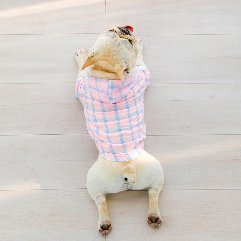 KFX-3960765 Plaid Teddy Schnauzer Jacket - Cotton Two-Legged Clothing in Green and Pink, Sizes M to 3XL