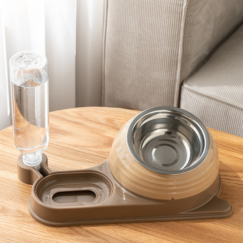 KFX-3961661 Automatic Elevated Cat Food and Water Bowl with Siphon Water Dispenser for Cats and Small Dogs